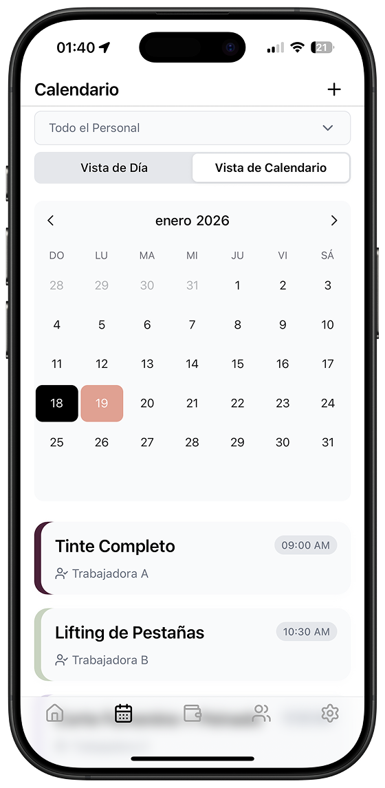 Sitta App - Calendario